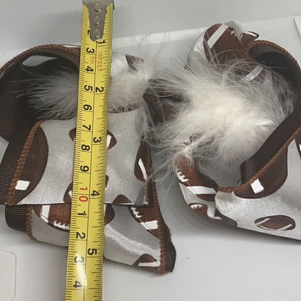 Girls large football hair bow - Picture 4 of 4